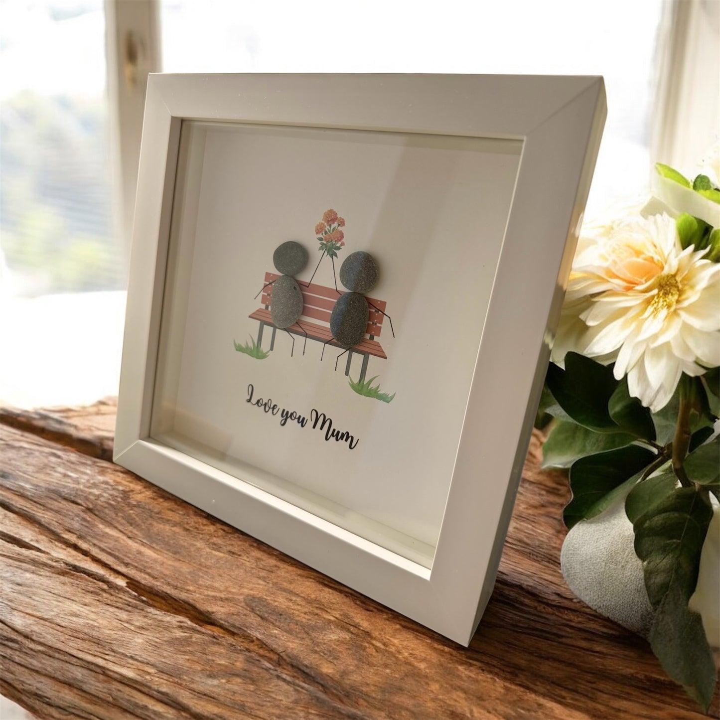 Handmade Framed Pebble Art – Love You Mum