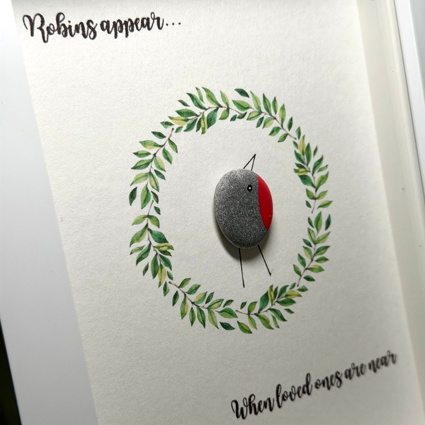 Robins Appear When Loved Ones are Near Framed Pebble Art
