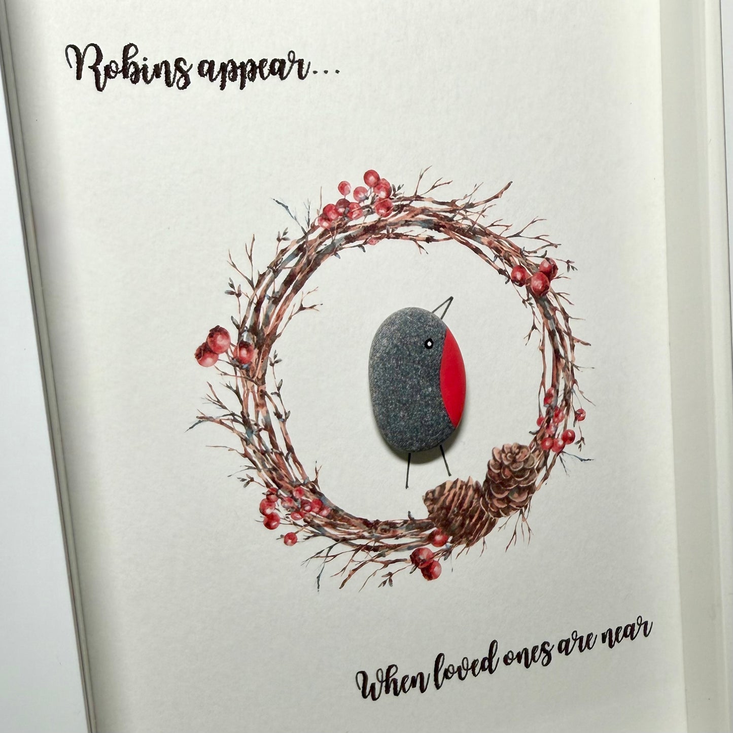 Robins Appear When Loved Ones are Near Framed Pebble Art