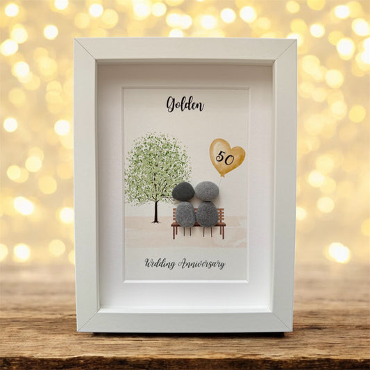 Wedding Anniversary Framed Pebble Art