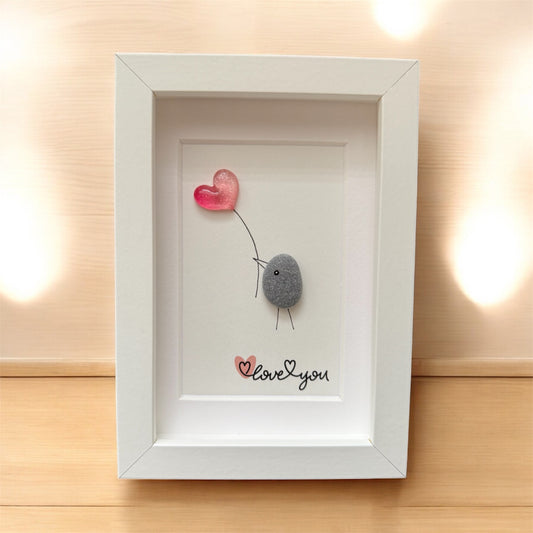 Love You Framed Pebble Art