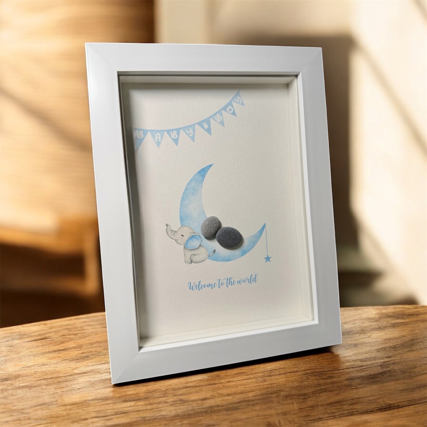 Welcome to the World Framed Pebble Art