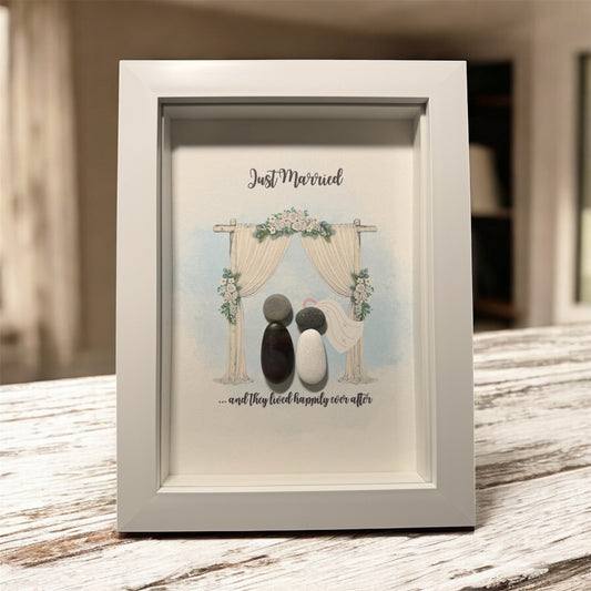 Just Married Framed Pebble Art