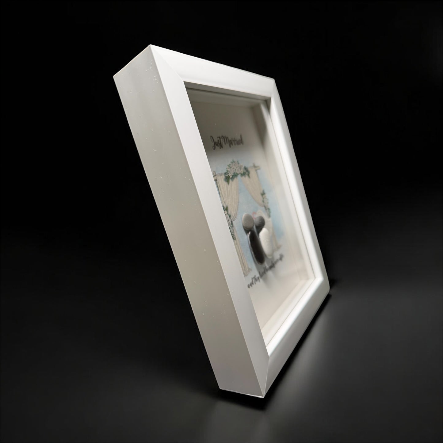 Just Married Framed Pebble Art