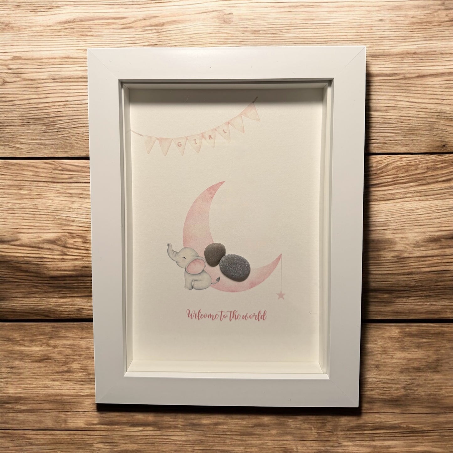 Welcome to the World Framed Pebble Art