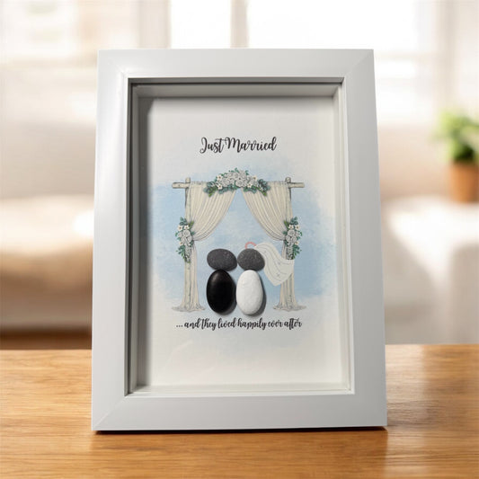 Just Married Framed Pebble Art