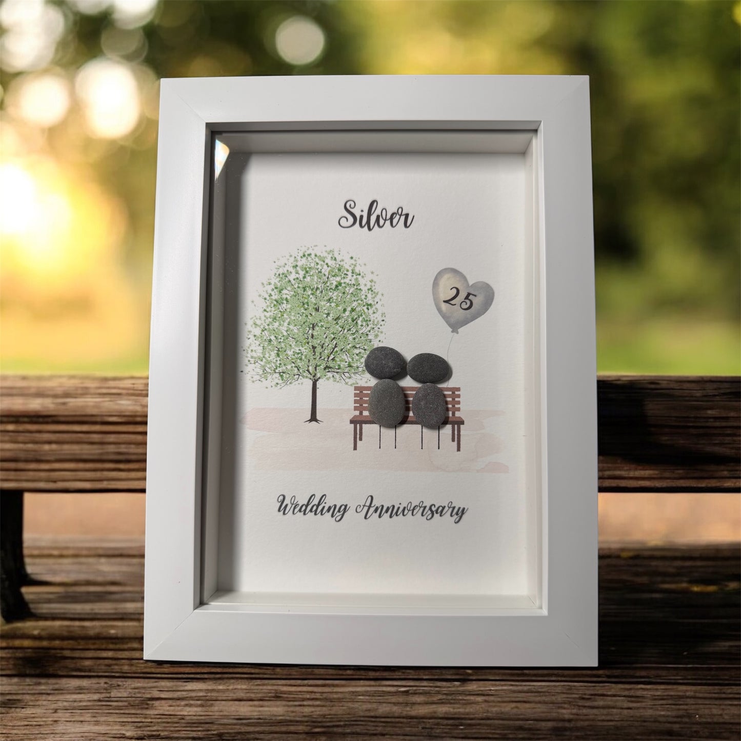 Wedding Anniversary Framed Pebble Art