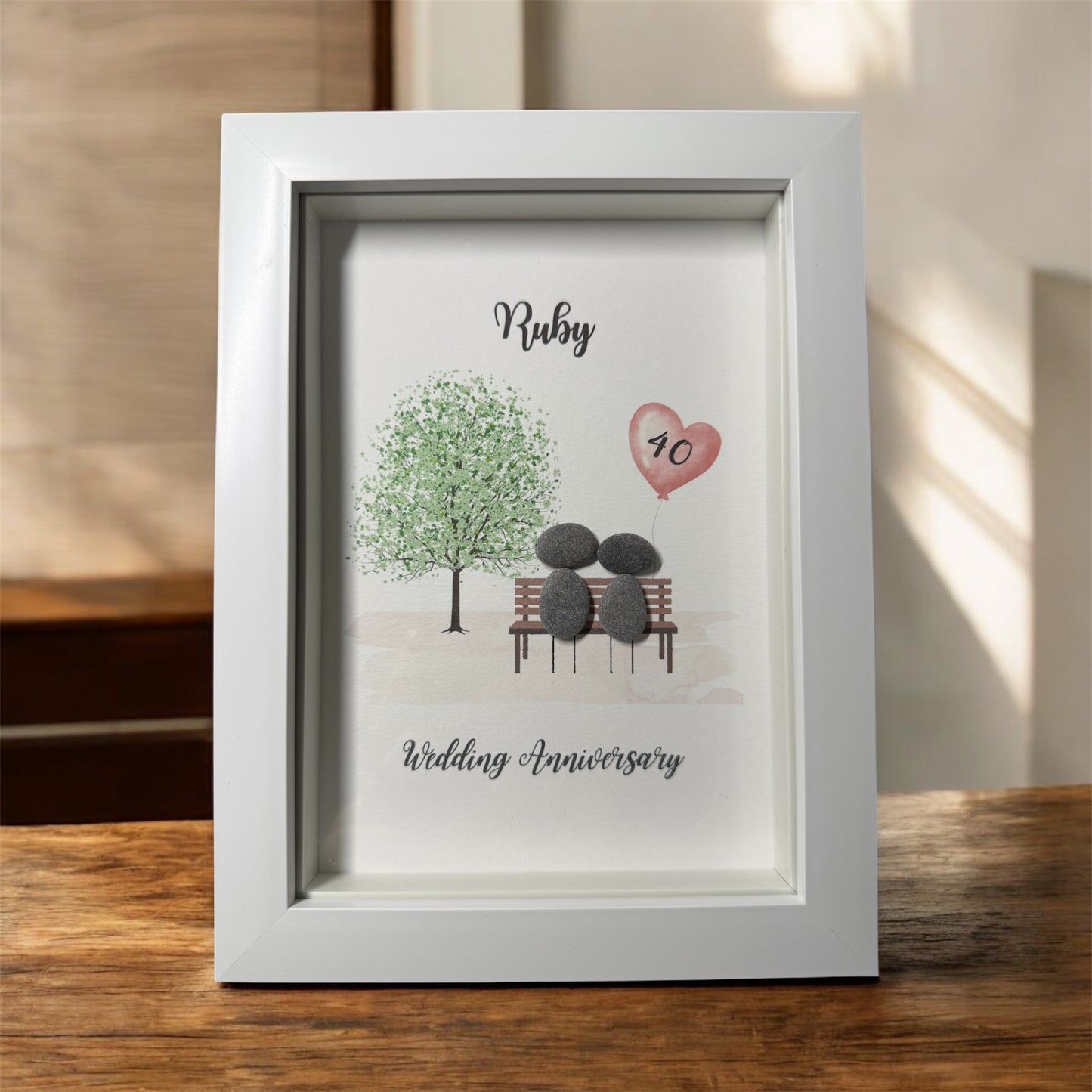 Wedding Anniversary Framed Pebble Art