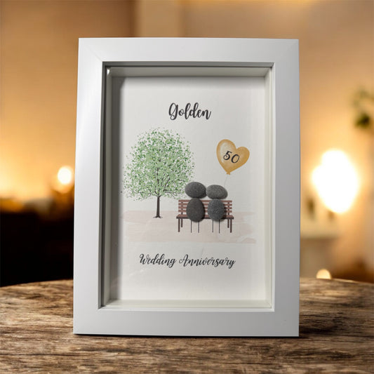Wedding Anniversary Framed Pebble Art