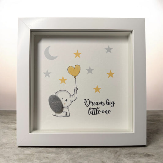 Handmade Framed Pebble Art – Dream Big Little One