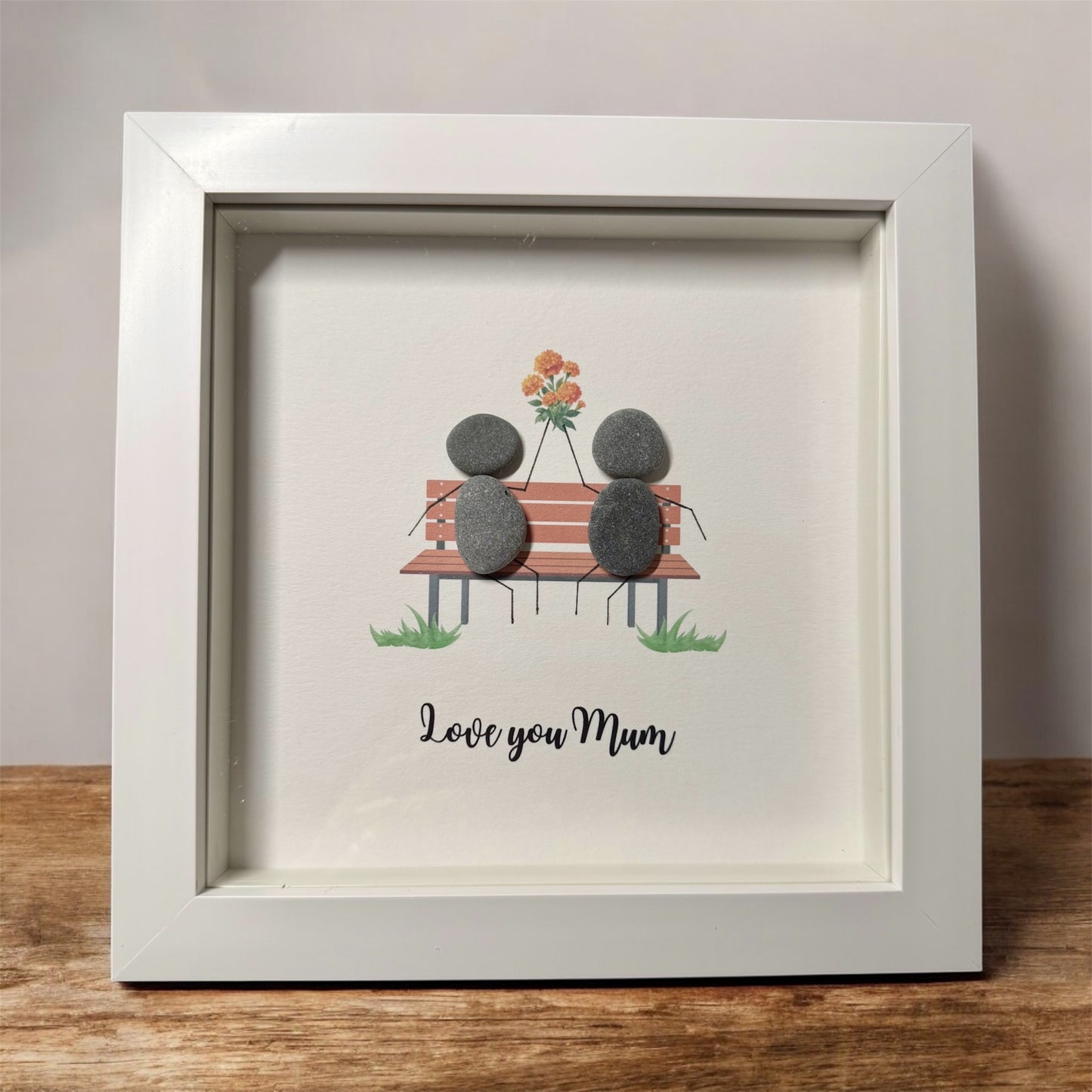Handmade Framed Pebble Art – Love You Mum